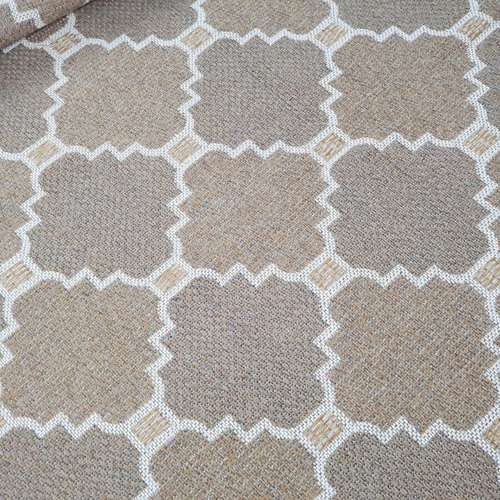 Cotton Rug Runner Trellis Brown Beige Taupe - TidySpaces
