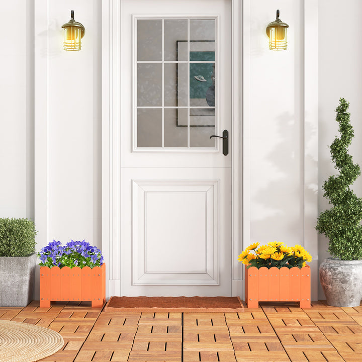 2 Pack Rectangular Planter Box HDPE Flower Pot with Drainage Gaps - TidySpaces