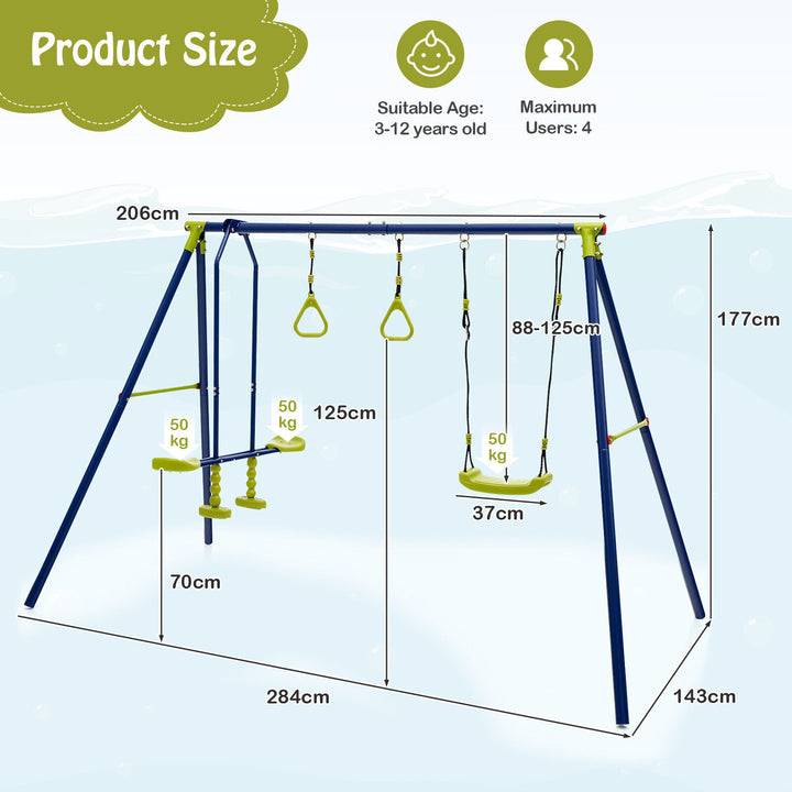 3-in-1 Multifunctional A-Frame Swing Set - TidySpaces
