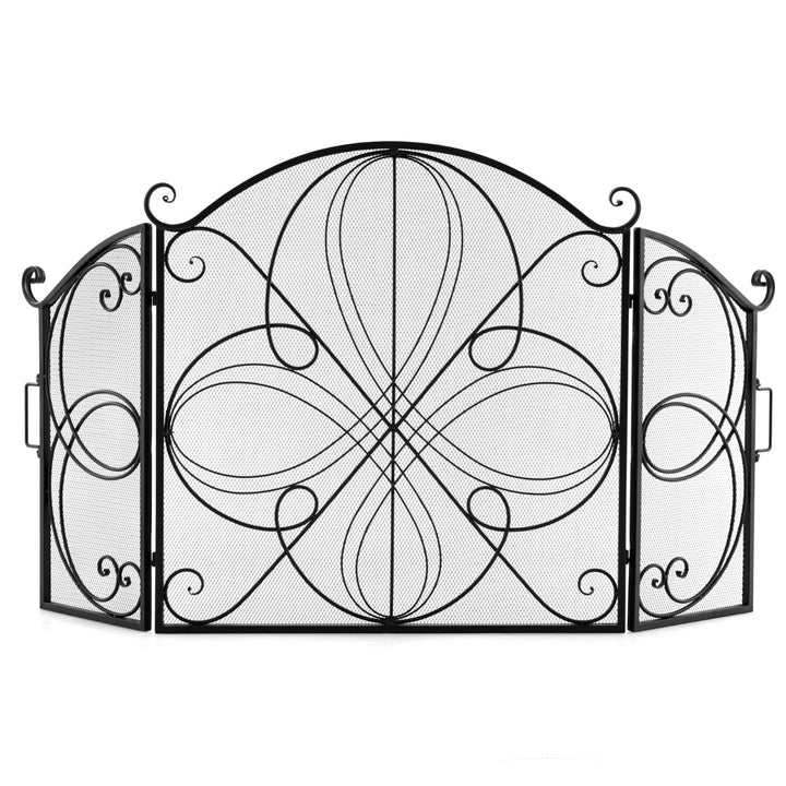 3-Panel Folding Spark Guard with Floral Pattern for Living Room - TidySpaces
