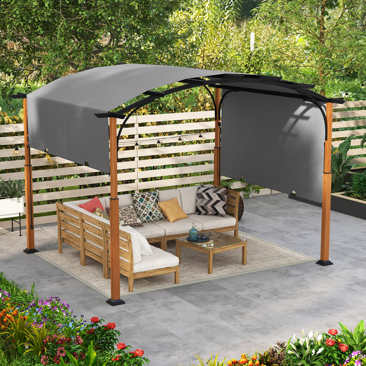 300 x 360 cm Retractable Pergola Arched Patio Pergola with Sun Shade Canopy - TidySpaces