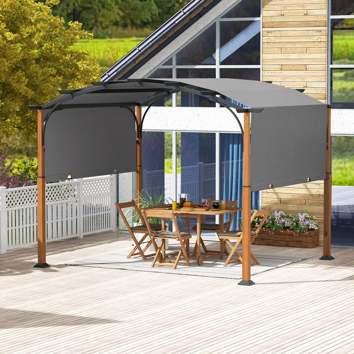 300 x 360 cm Retractable Pergola Arched Patio Pergola with Sun Shade Canopy - TidySpaces