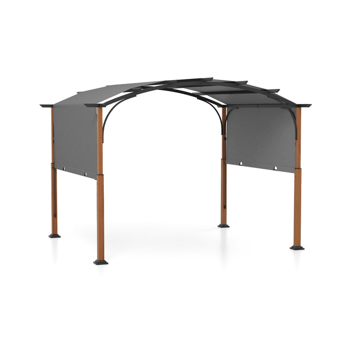 300 x 360 cm Retractable Pergola Arched Patio Pergola with Sun Shade Canopy Grey - TidySpaces