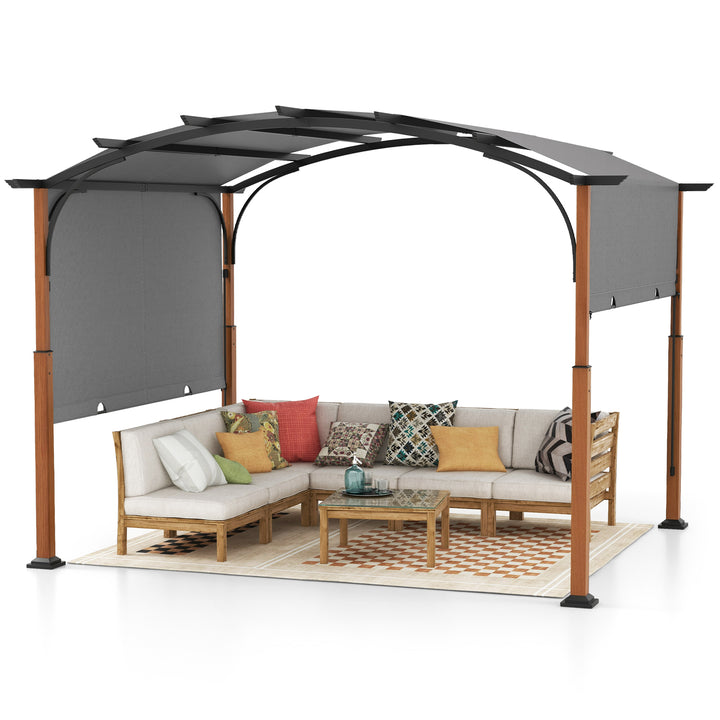 300 x 360 cm Retractable Pergola Arched Patio Pergola with Sun Shade Canopy - TidySpaces