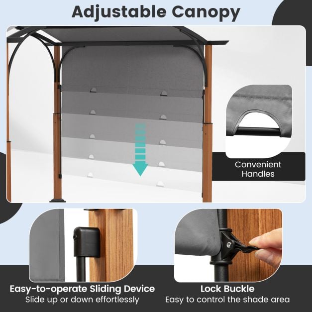 300 x 360 cm Retractable Pergola Arched Patio Pergola with Sun Shade Canopy - TidySpaces