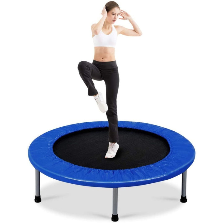 Foldable Mini Trampoline with Springs and Padded Cover Blue - TidySpaces