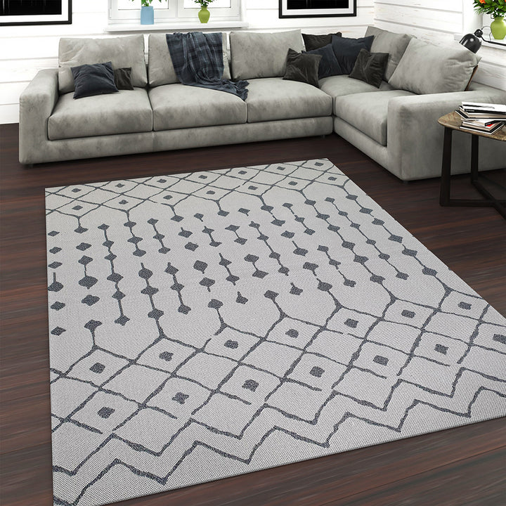 Cotton Rug Cream Grey Berber Cream Grey - TidySpaces