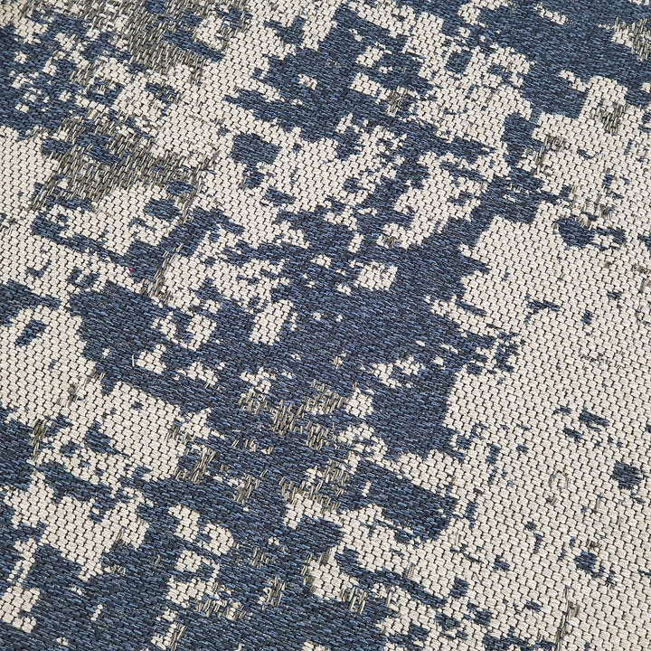 Cotton Rug Navy Blue Grey Abstract - TidySpaces