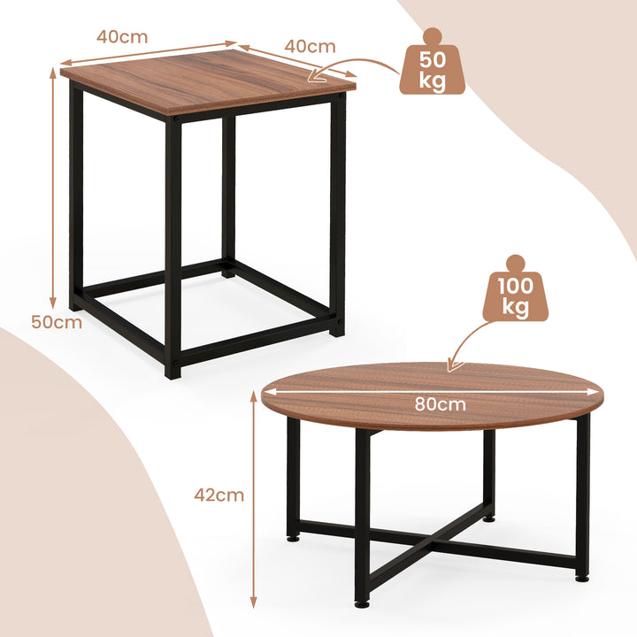 3 Piece Coffee Table Set with Heavy duty Metal Frame - TidySpaces