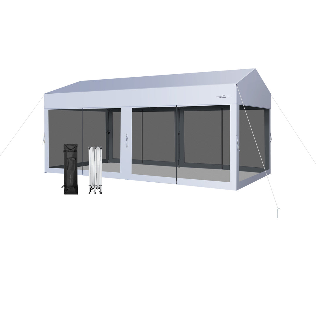 3 x 6 m Pop-Up Canopy UV Screen House Party Tent with Removable Sidewalls-White - TidySpaces