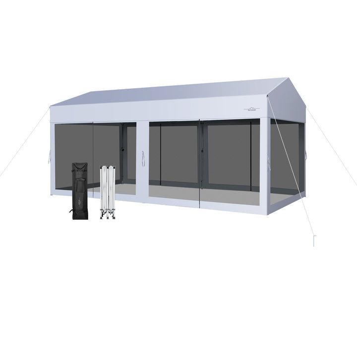 3 x 6 m Pop-Up Canopy UV Screen House Party Tent with Removable Sidewalls-White - TidySpaces