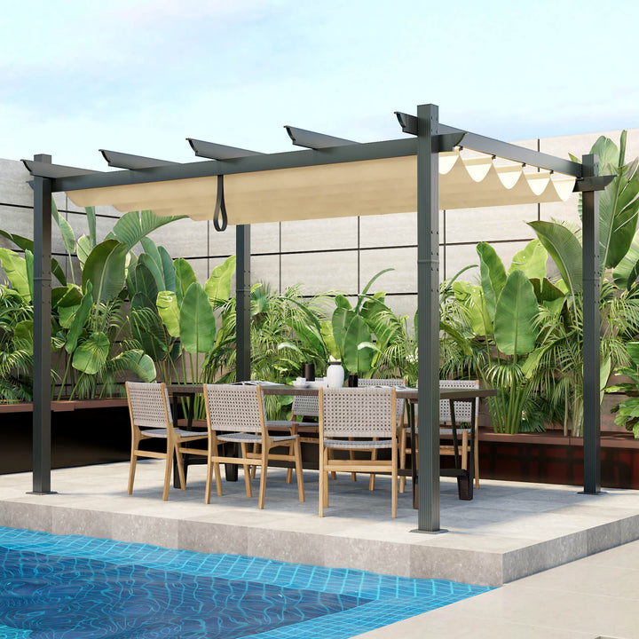 2.9 x 3.6 m Outdoor Retractable Pergola with Canopy Cover - TidySpaces