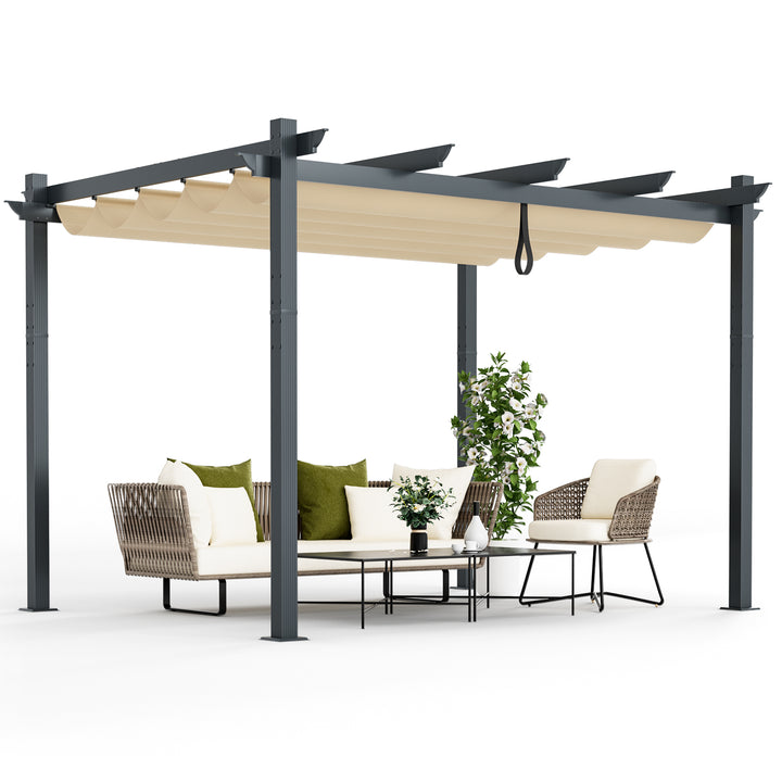 2.9 x 3.6 m Outdoor Retractable Pergola with Canopy Cover - TidySpaces