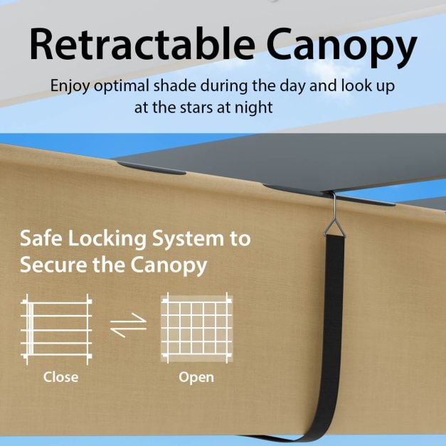 2.9 x 3.6 m Outdoor Retractable Pergola with Canopy Cover - TidySpaces