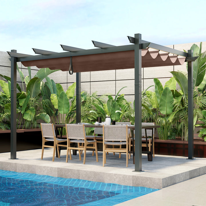 2.9 x 3.6 m Outdoor Retractable Pergola with Canopy Cover - TidySpaces