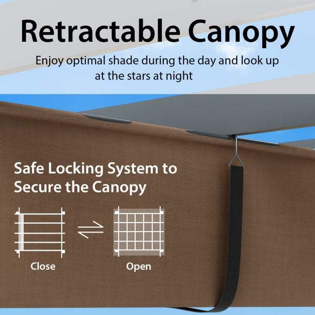2.9 x 3.6 m Outdoor Retractable Pergola with Canopy Cover - TidySpaces
