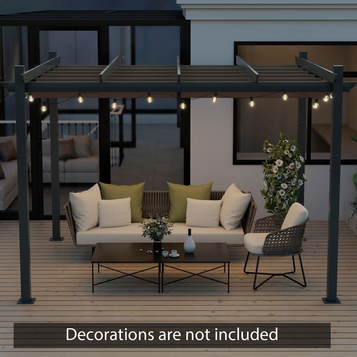 2.9 x 3.6 m Outdoor Retractable Pergola with Canopy Cover - TidySpaces