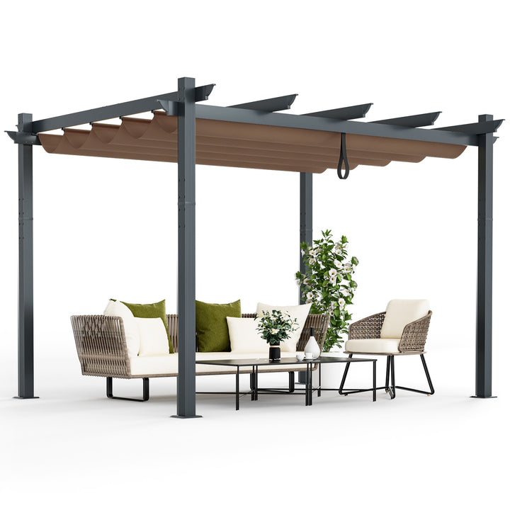 2.9 x 3.6 m Outdoor Retractable Pergola with Canopy Cover - TidySpaces