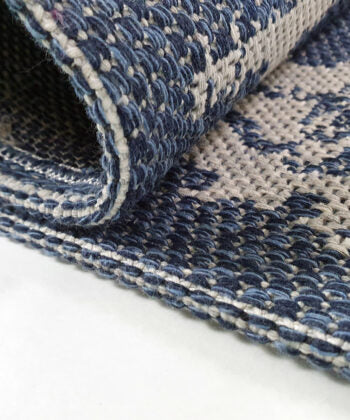 Cotton Rug Navy Blue Grey Moroccan Diamond - TidySpaces