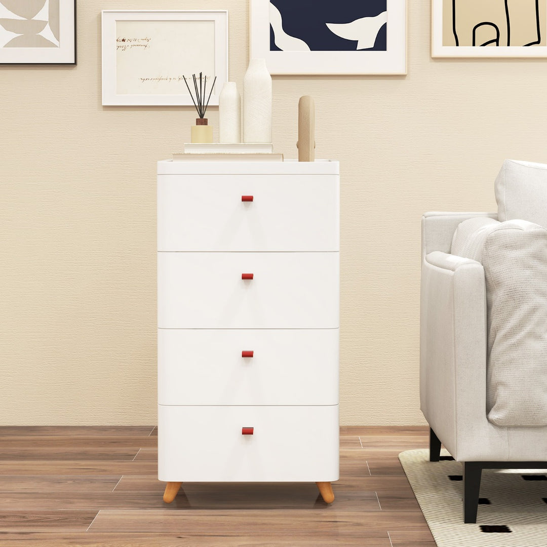 4-Drawer Dresser with Removable Organizer Tray and Solid Wood Legs-White - TidySpaces