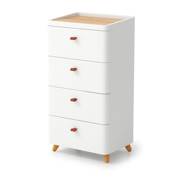 4-Drawer Dresser with Removable Organizer Tray and Solid Wood Legs-White - TidySpaces