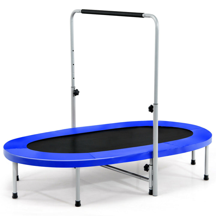 Double Foldable Fitness Trampoline with Adjustable Handrail Blue - TidySpaces