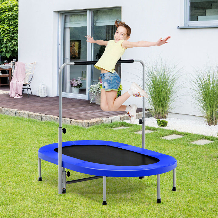 Double Foldable Fitness Trampoline with Adjustable Handrail - TidySpaces
