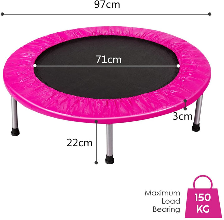 Foldable Mini Trampoline with Springs and Padded Cover - TidySpaces