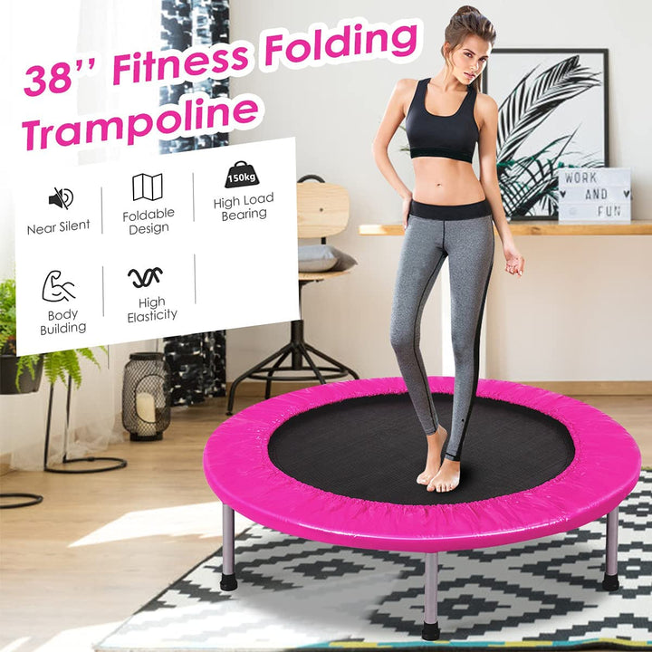 Foldable Mini Trampoline with Springs and Padded Cover - TidySpaces
