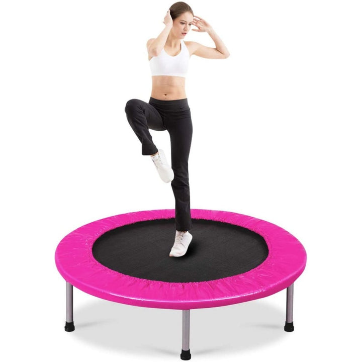 Foldable Mini Trampoline with Springs and Padded Cover pink - TidySpaces