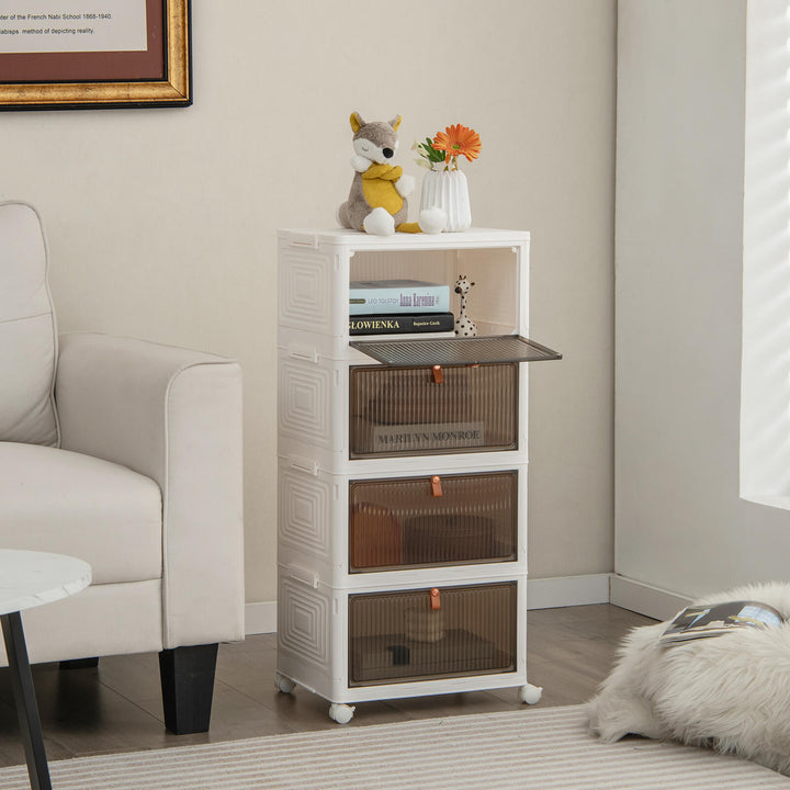3/4/6 Tier Stackable Shoe Storage Box with Lockable Wheels - TidySpaces