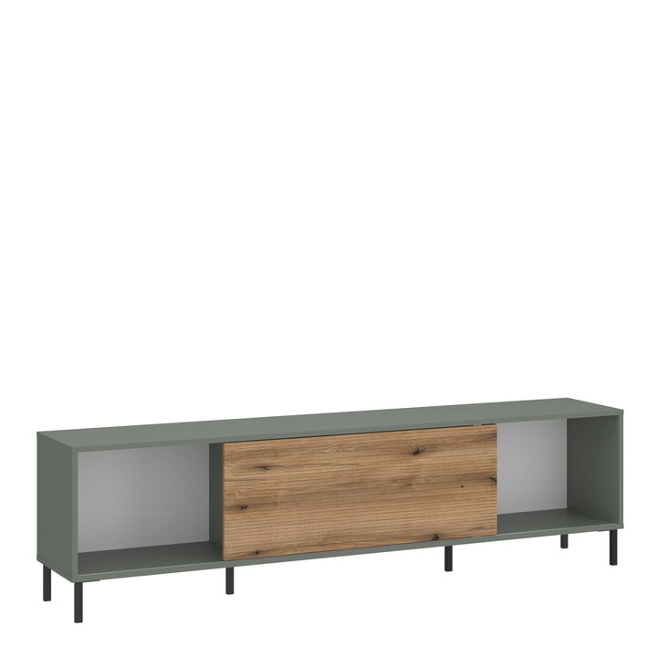 Darwin TV Cabinet 1 Door 50cm High in Green/Oak - TidySpaces