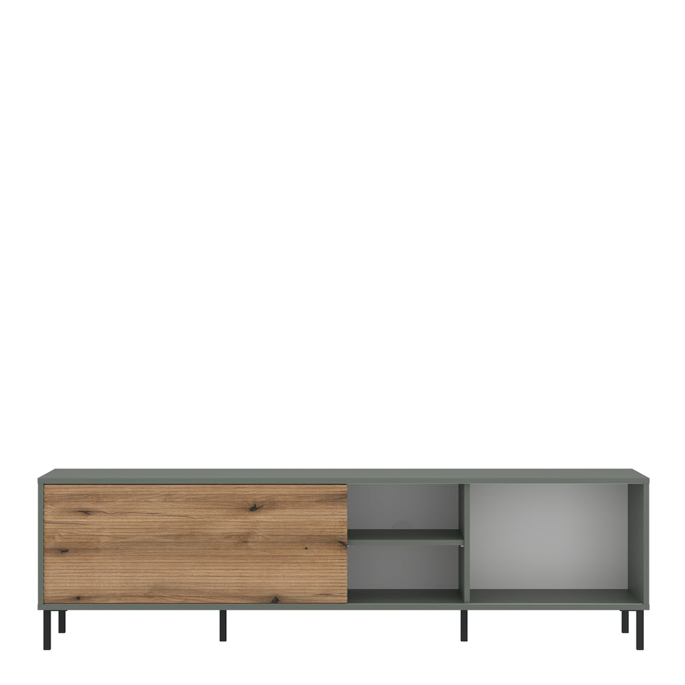 Darwin TV Cabinet 1 Door 50cm High in Green/Oak - TidySpaces