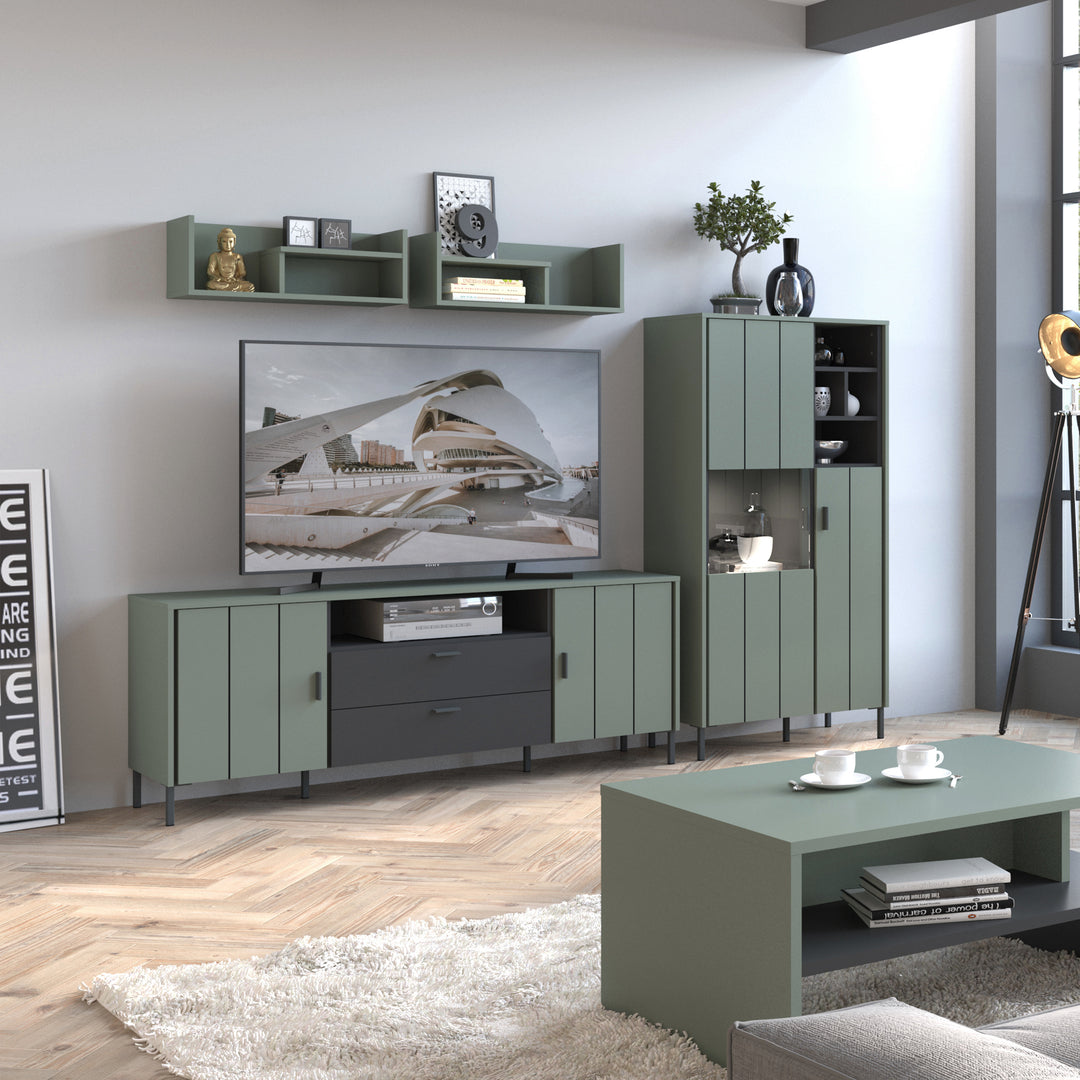 Arundel TV Cabinet 2 Door 2 Drawer 173cm Wide in Green/Grey - TidySpaces