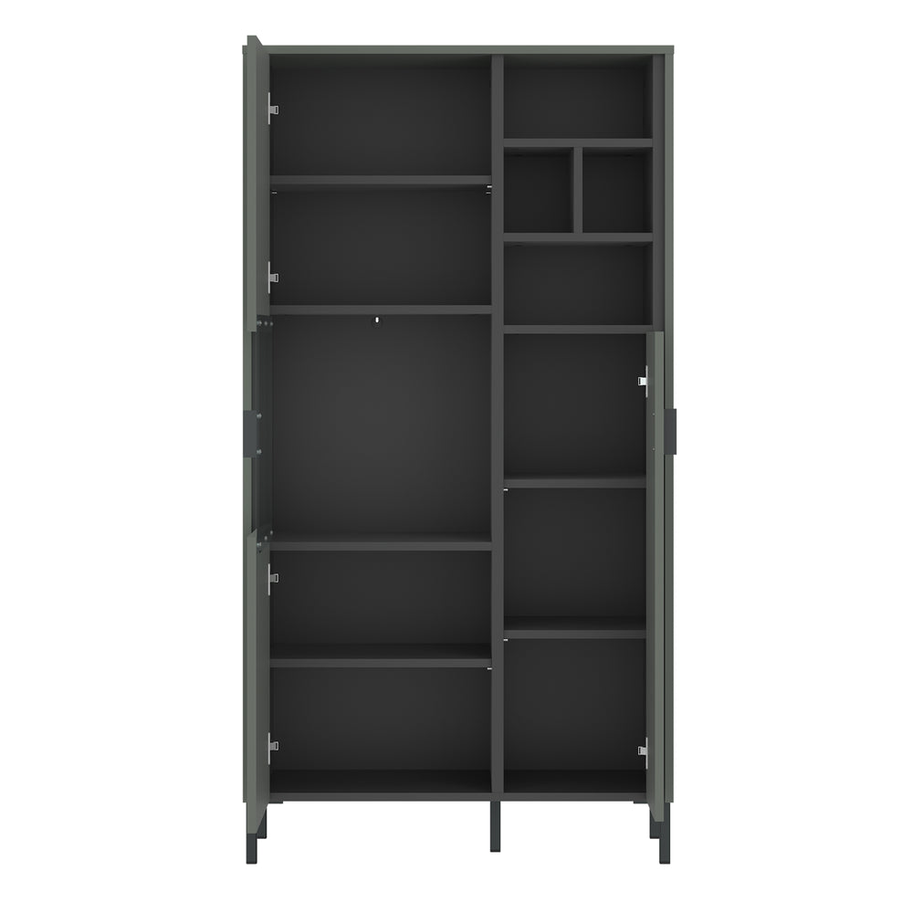 Arundel 2 Door Display Cabinet in Green/Grey - TidySpaces
