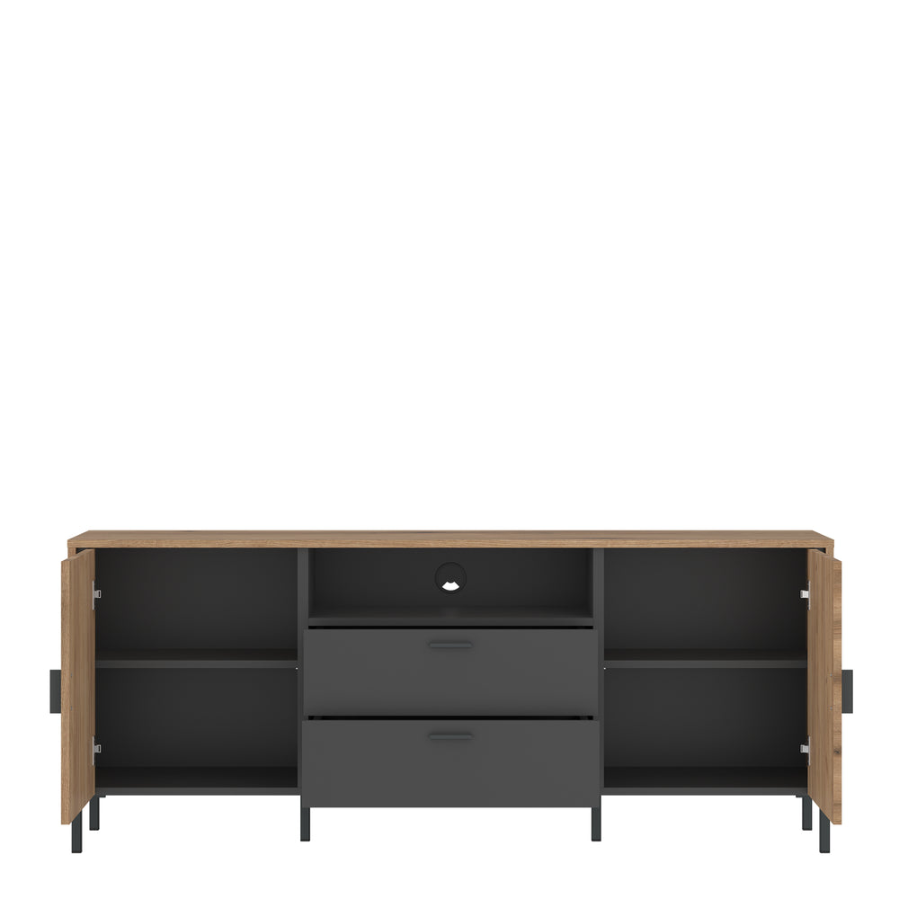Arundel TV Cabinet 2 Door 2 Drawer 158cm Wide in Oak/Grey - TidySpaces