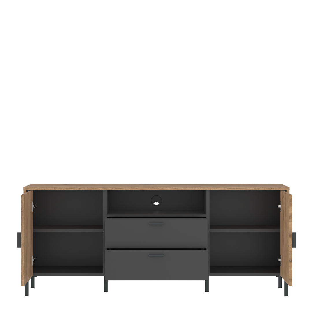 Arundel TV Cabinet 2 Door 2 Drawer 158cm Wide in Oak/Grey - TidySpaces