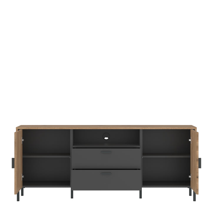 Arundel TV Cabinet 2 Door 2 Drawer 158cm Wide in Oak/Grey - TidySpaces