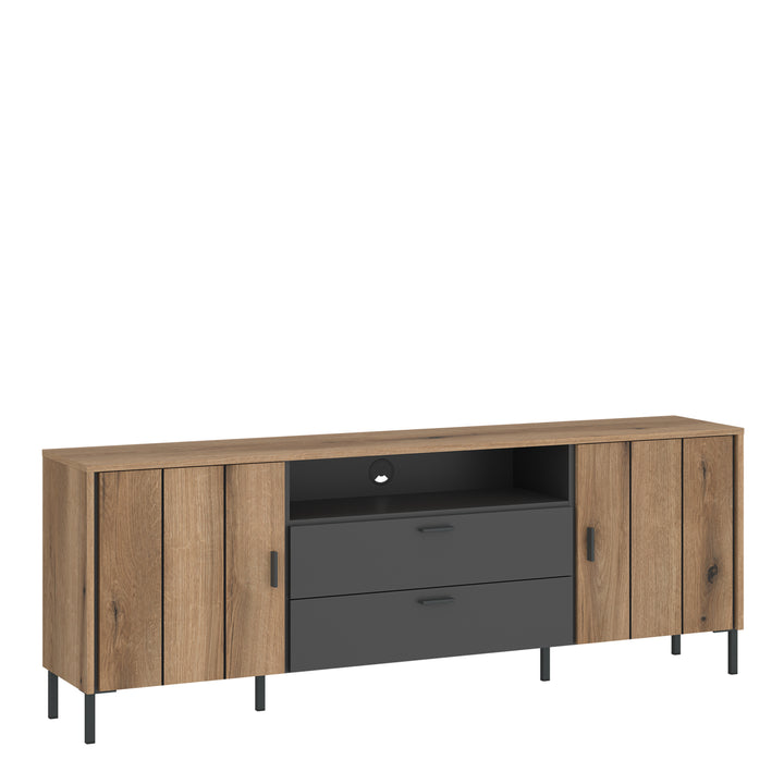 Arundel TV Cabinet 2 Door 2 Drawer 173cm Wide in Oak/Grey - TidySpaces