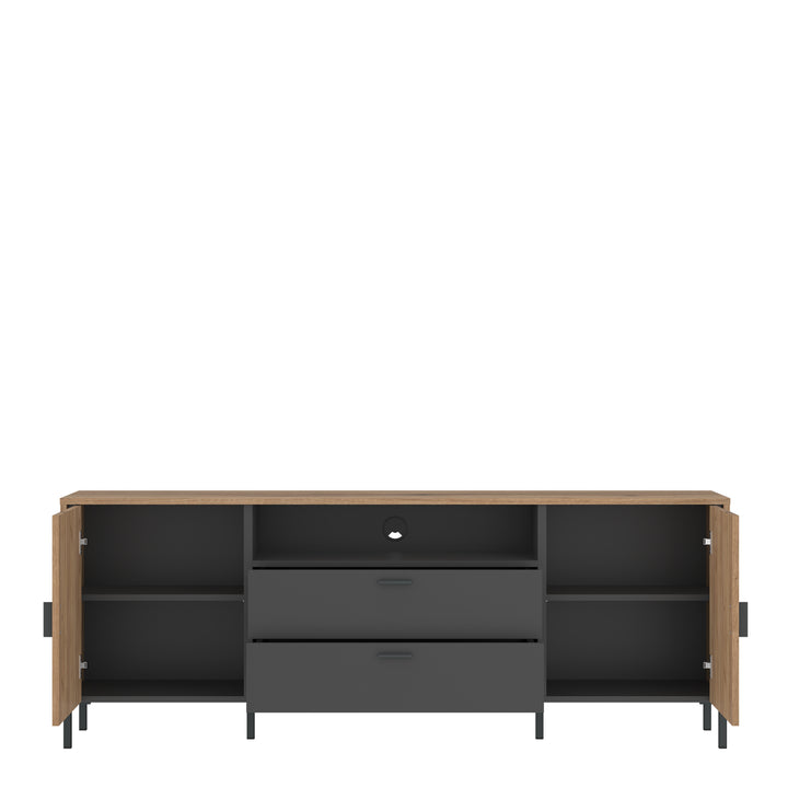 Arundel TV Cabinet 2 Door 2 Drawer 173cm Wide in Oak/Grey - TidySpaces