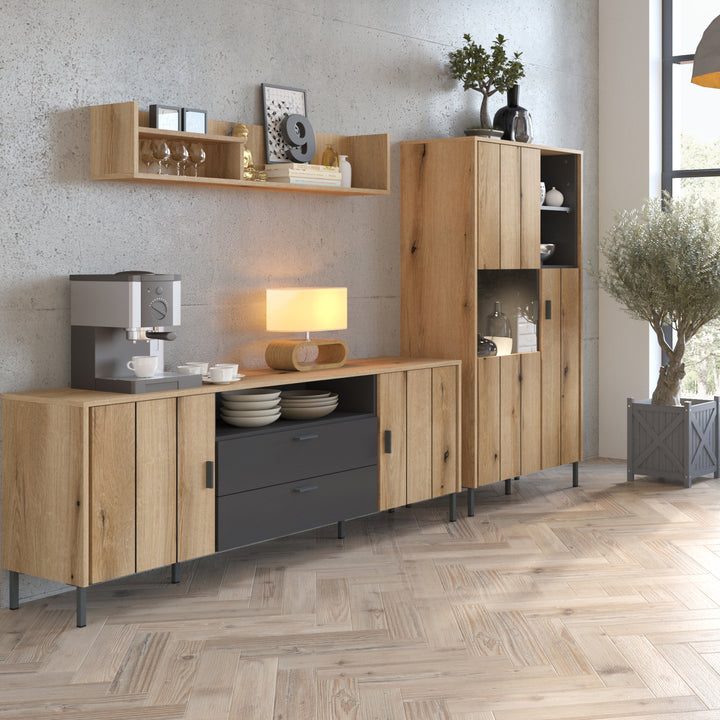 Arundel TV Cabinet 2 Door 2 Drawer 173cm Wide in Oak/Grey - TidySpaces