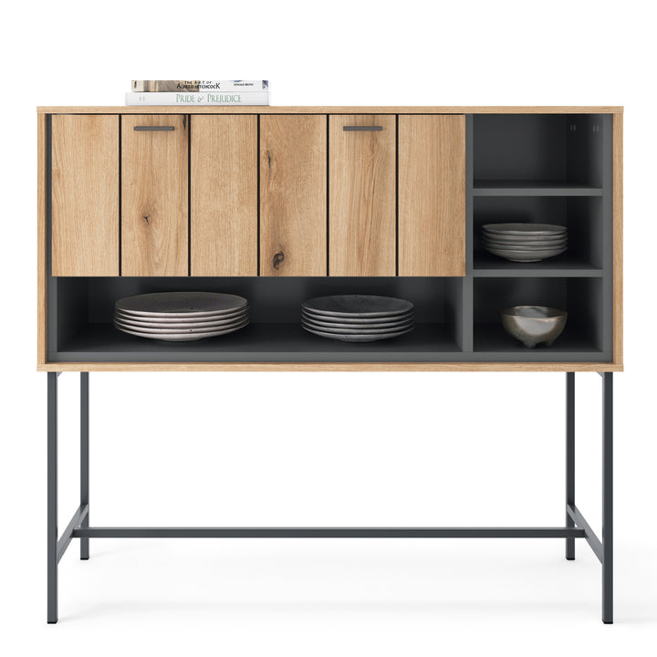 Arundel Bar Table with 1 Flap in Oak/Grey - TidySpaces