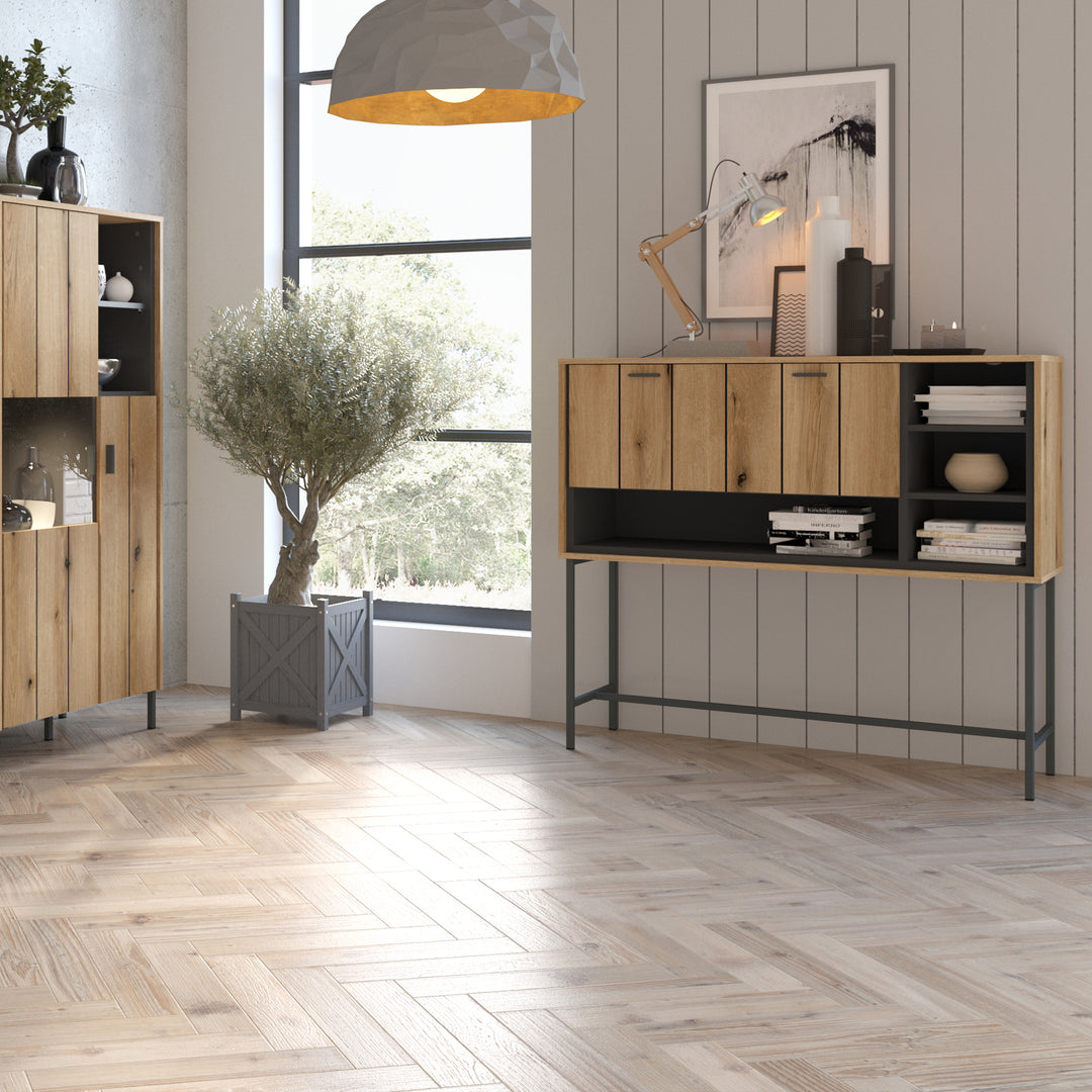 Arundel Bar Table with 1 Flap in Oak/Grey - TidySpaces