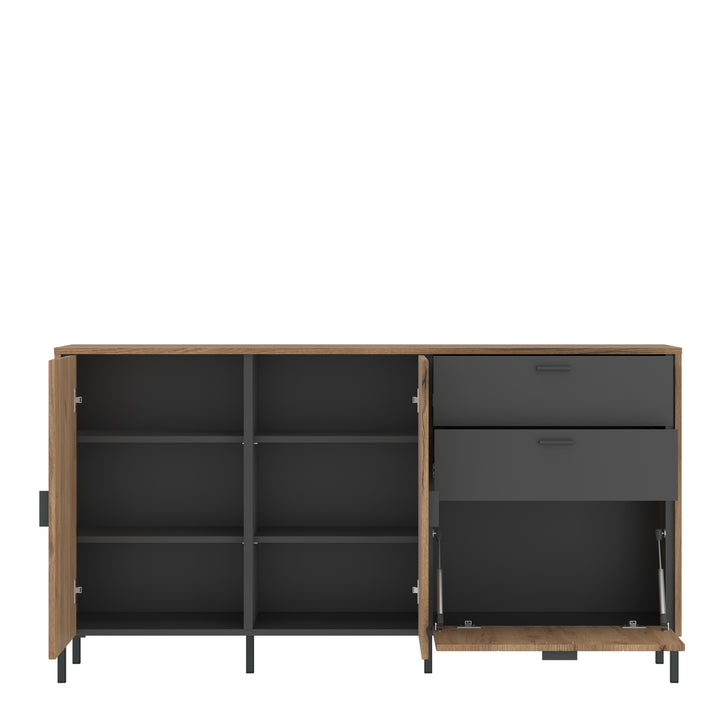 Arundel Sideboard 2 Door 1 Flap 2 Drawer in Oak/Grey - TidySpaces