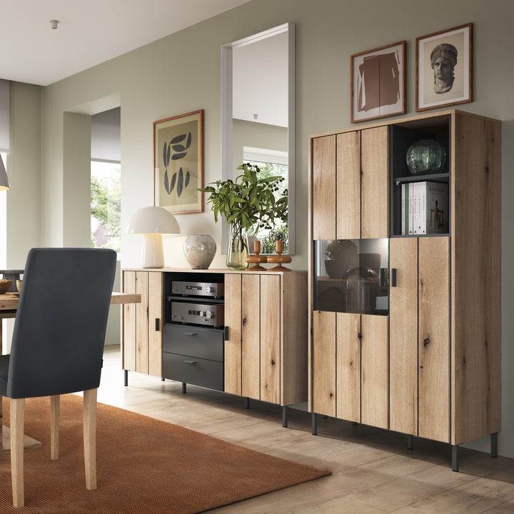 Arundel Sideboard 2 Door 2 Drawer in Oak/Grey - TidySpaces