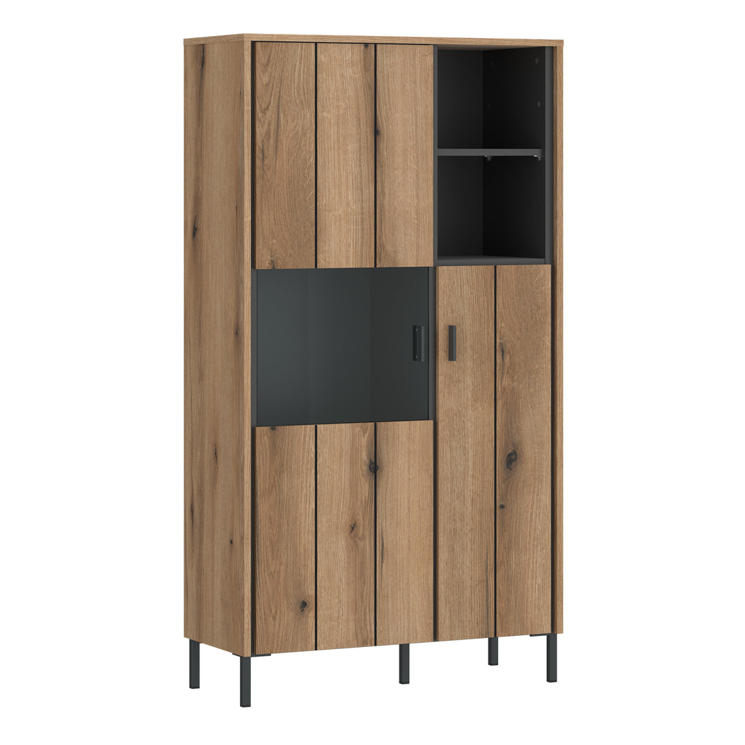 Arundel 2 Door Display Cabinet in Oak/Grey - TidySpaces