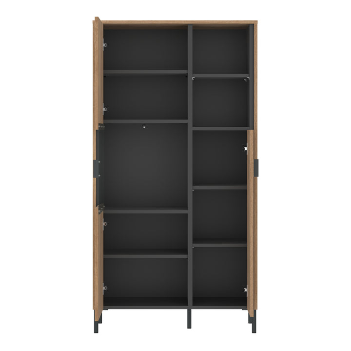 Arundel 2 Door Display Cabinet in Oak/Grey - TidySpaces