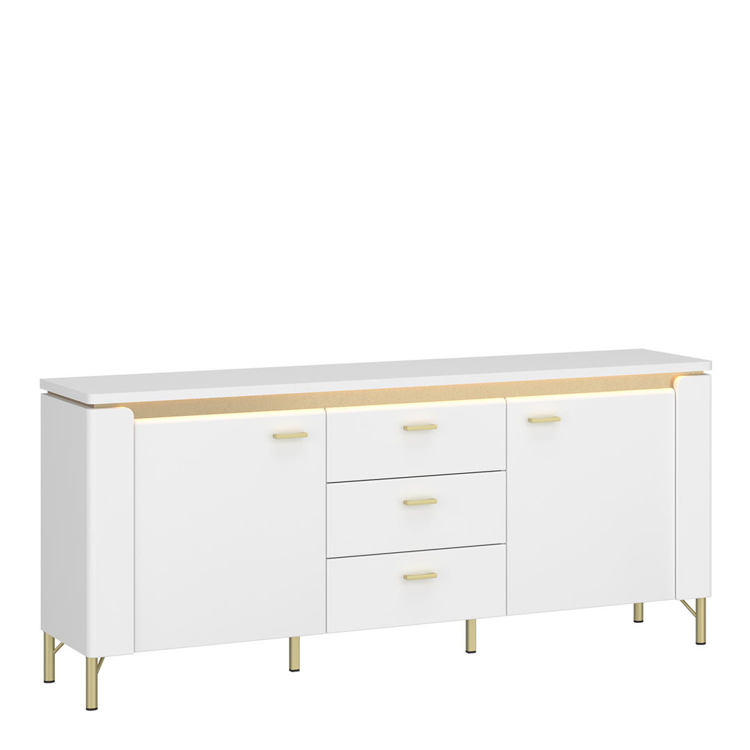 Lazio TV Cabinet 2 Door 3 Drawer in Alpine White/White Gloss - TidySpaces