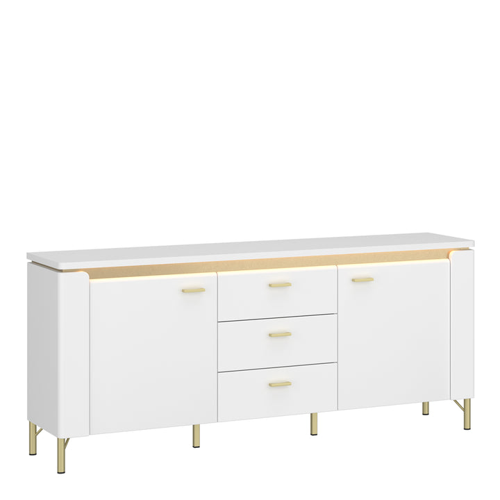 Lazio TV Cabinet 2 Door 3 Drawer in Alpine White/White Gloss - TidySpaces