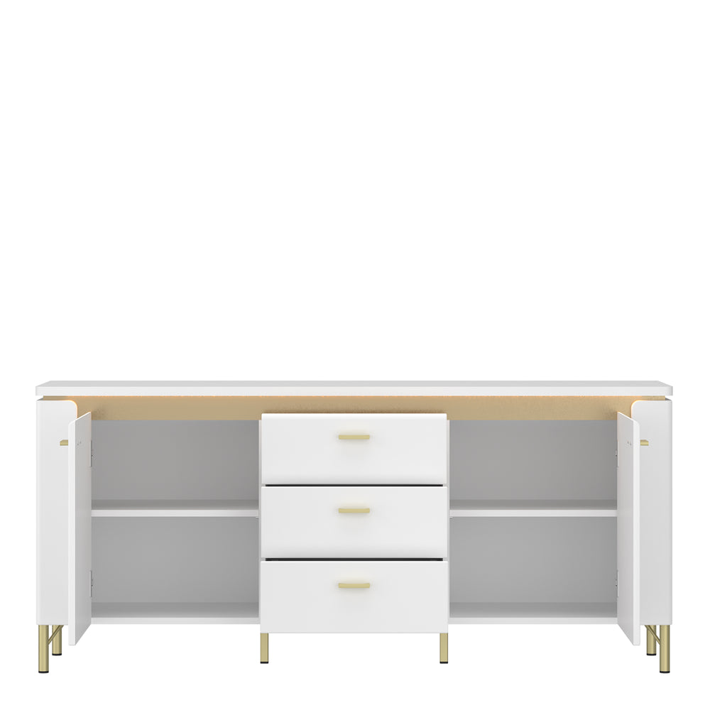 Lazio TV Cabinet 2 Door 3 Drawer in Alpine White/White Gloss - TidySpaces